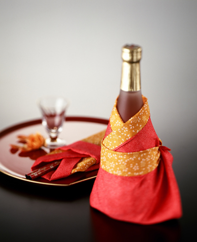 Furoshiki with Wine Bottle