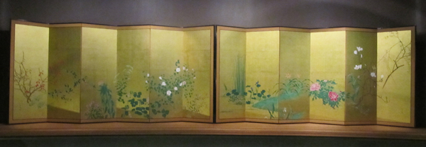 Yamaguchi Soken (1759-1818) “Flowers and Plants of the Four Seasons” pair of six-panel screens