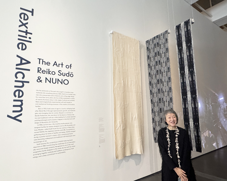 Reiko Sudo and Her Exhibition “Textile Alchemy: The Art of Reiko Sudo” at Resnick Pavilion in Los Angeles County Museum of Art on September 16, 2026. (Cultural News/ Shige Higashi)